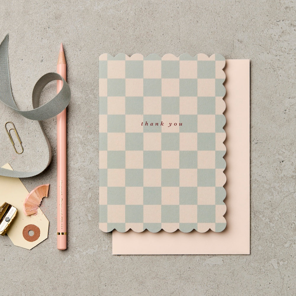 Thank You Chequer Scallop Card