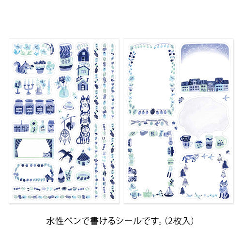Midori Yuru Log Sticker Set: Blue Nordic