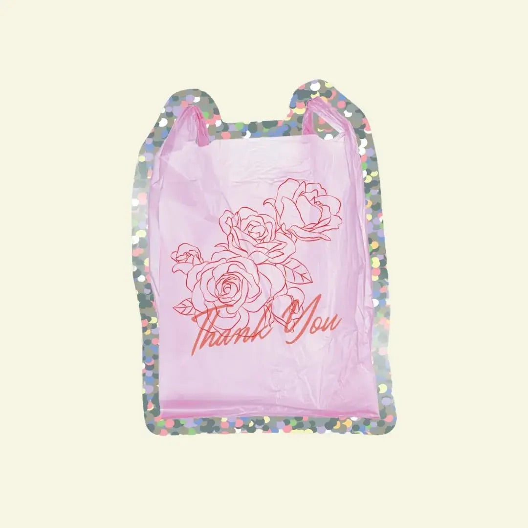 Glitter Vinyl Sticker: Thank You NYC Plastic Bag