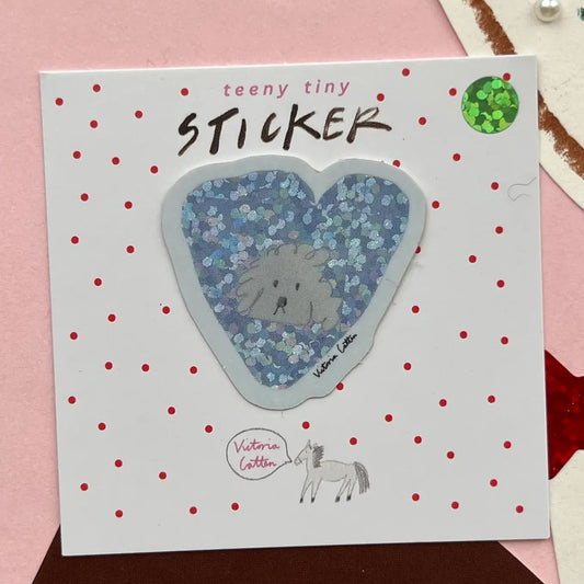 Glitter Heart Dog Teeny Tiny Vinyl Sticker