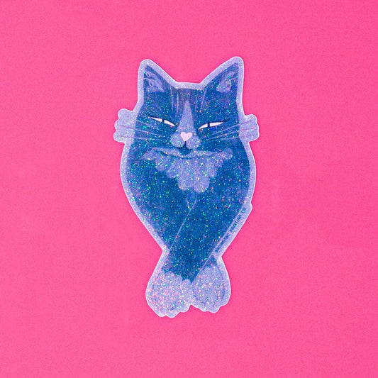 Slow Blink Cat - Sparkle Sticker