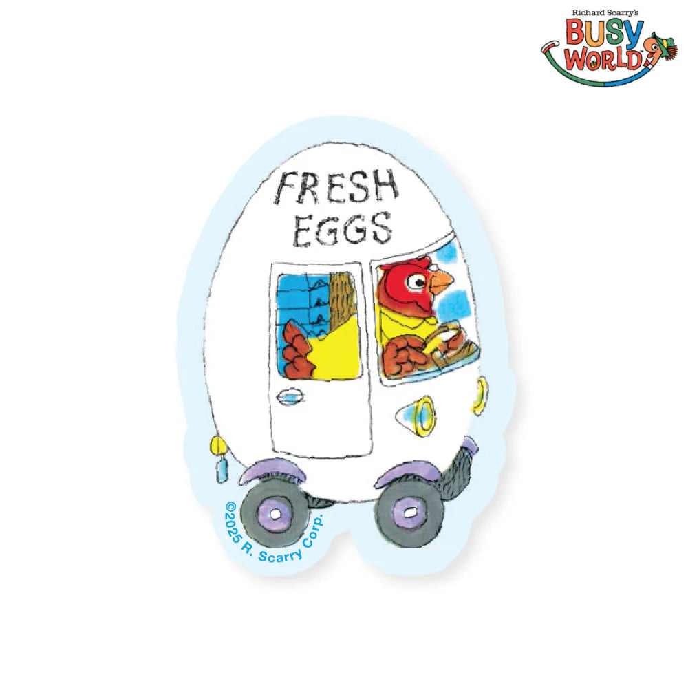 3P4 x Richard Scarry Vinyl Sticker: Egg Car