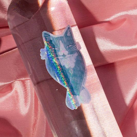 Slow Blink Cat - Sparkle Sticker