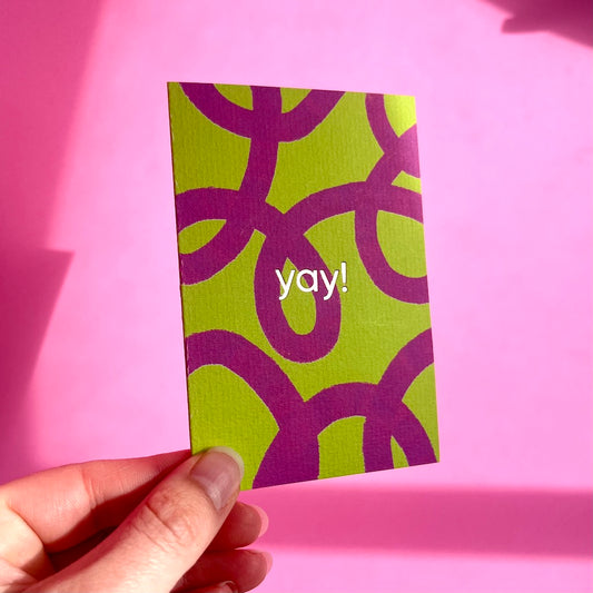 Yay! Mini Card | Doodles Lime & Fuchsia