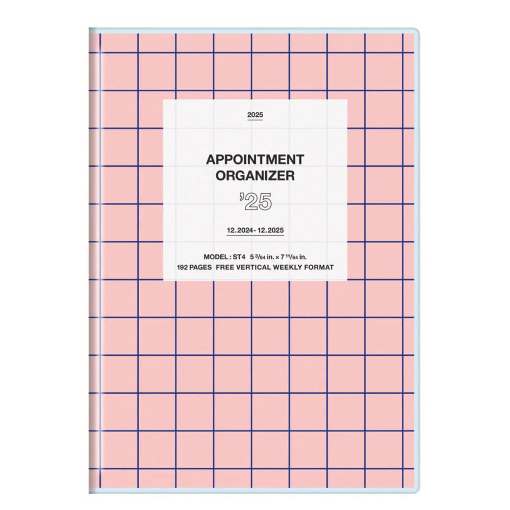 Appointment Organiser 2025: Pink Grid