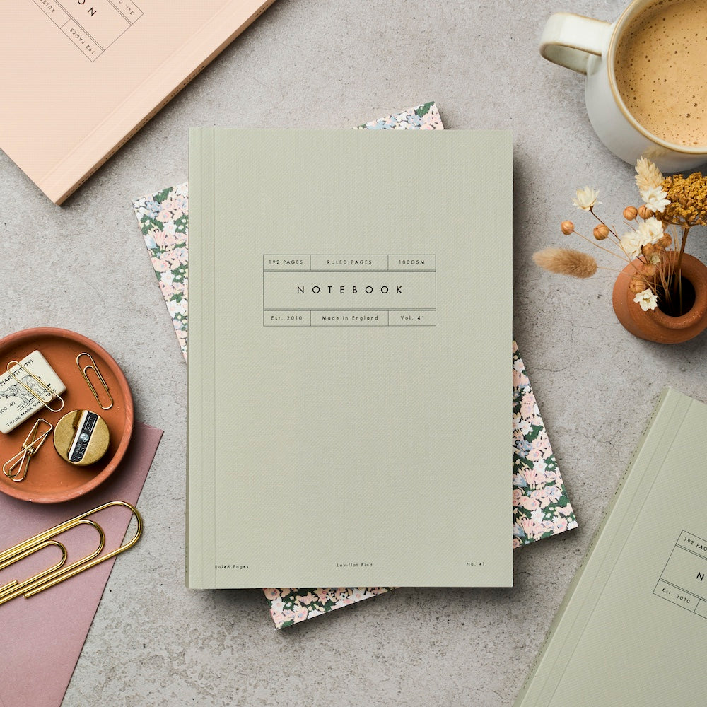 Katie Leamon Ruled Lay Flat Notebook: Sage
