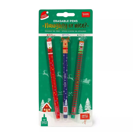 Naughty or Nice Christmas Erasable Pens (singles and 3-pack available)