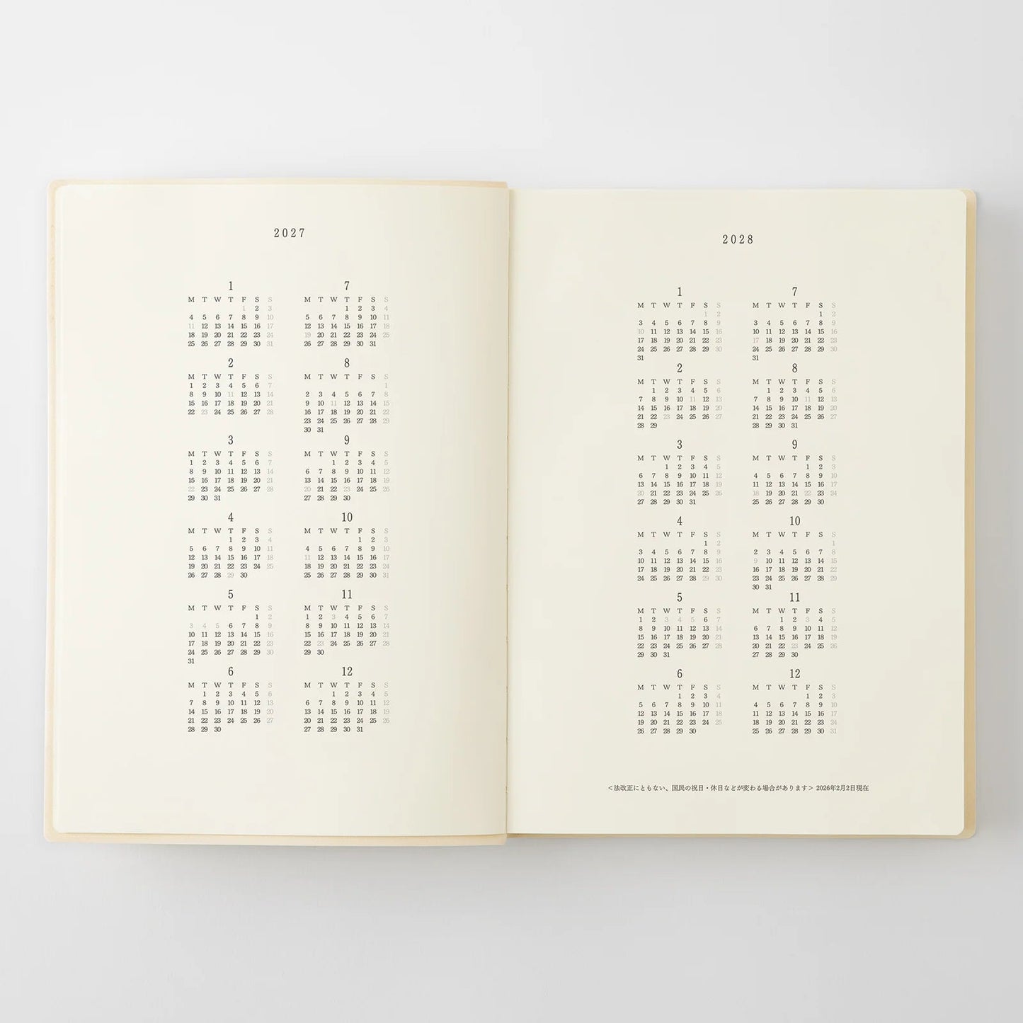 MD Notebook Diary 1 page 1 day 2027 (A6 or A5)