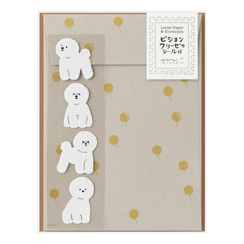 Midori Letter & Sticker Set: Bichon Frise (small or mini)