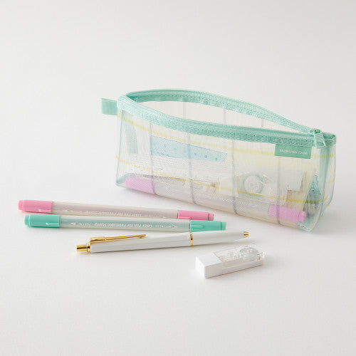Mesh Pencil Case: Mint Check Medium