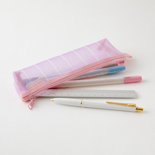 Mesh Pencil Case: Purple Stripe Small