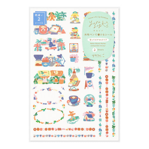 Midori Yuru Log Sticker Set: Coffee Shop