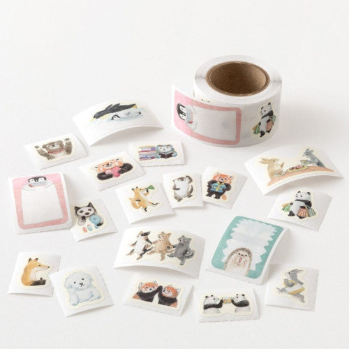 Midori Yuru Log Sticker Roll: Animal Emotions