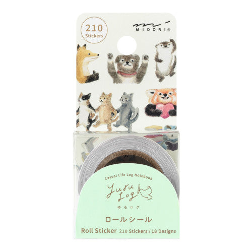 Midori Yuru Log Sticker Roll: Animal Emotions