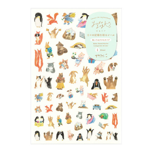 Midori Yuru Log Sticker Set: Animals