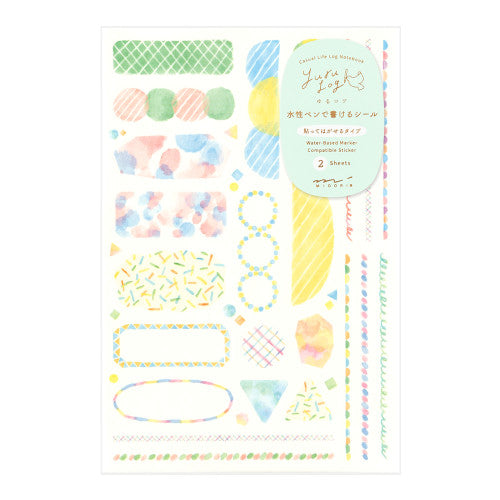 Midori Yuru Log Sticker Set: Watercolor