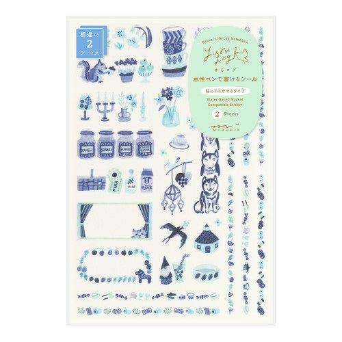 Midori Yuru Log Sticker Set: Blue Nordic