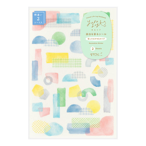 Midori Yuru Log Sticker Set: Watercolour Motif