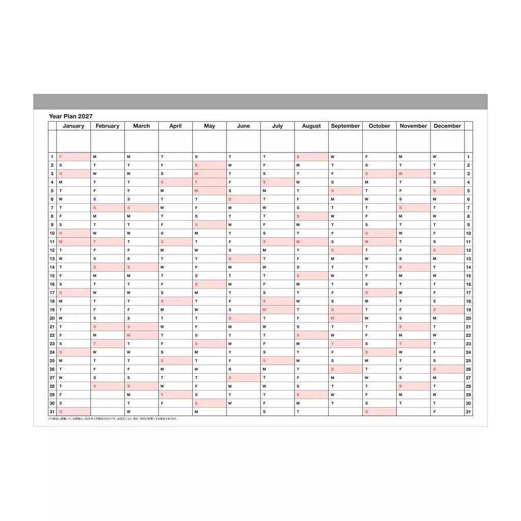 Notebook Calendar 2027: Small