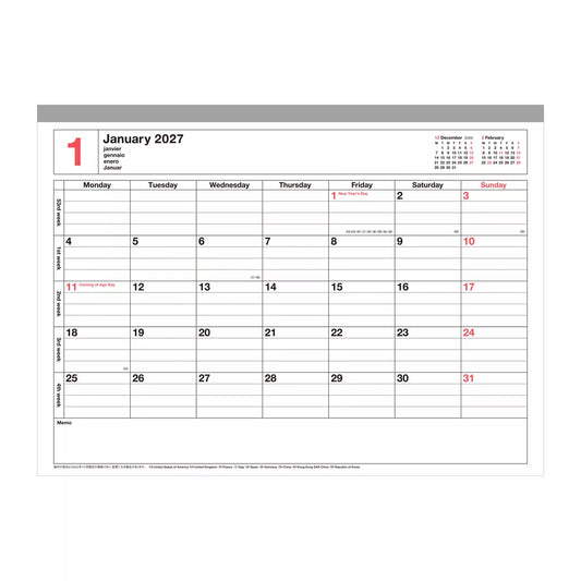 Notebook Calendar 2027: Small