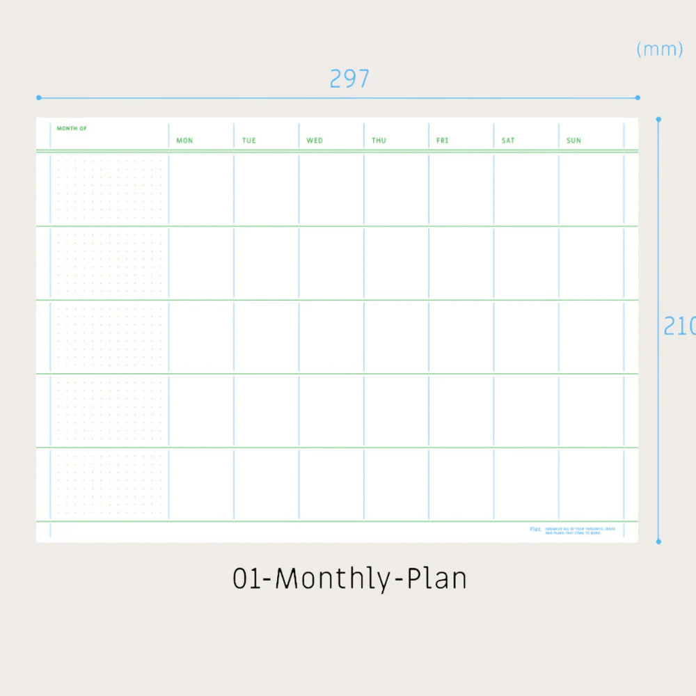 Paperian Flat A4 Notepad: Monthly Planner