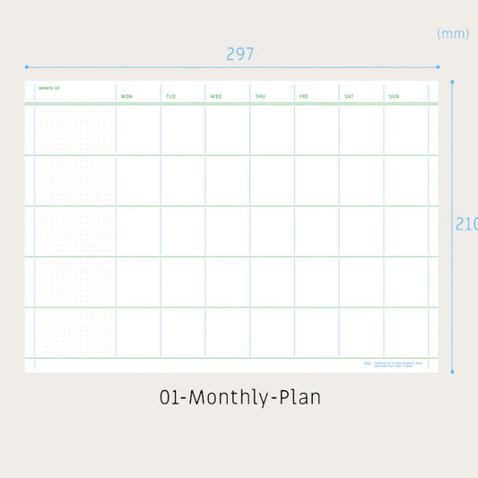 Paperian Flat A4 Notepad: Monthly Planner