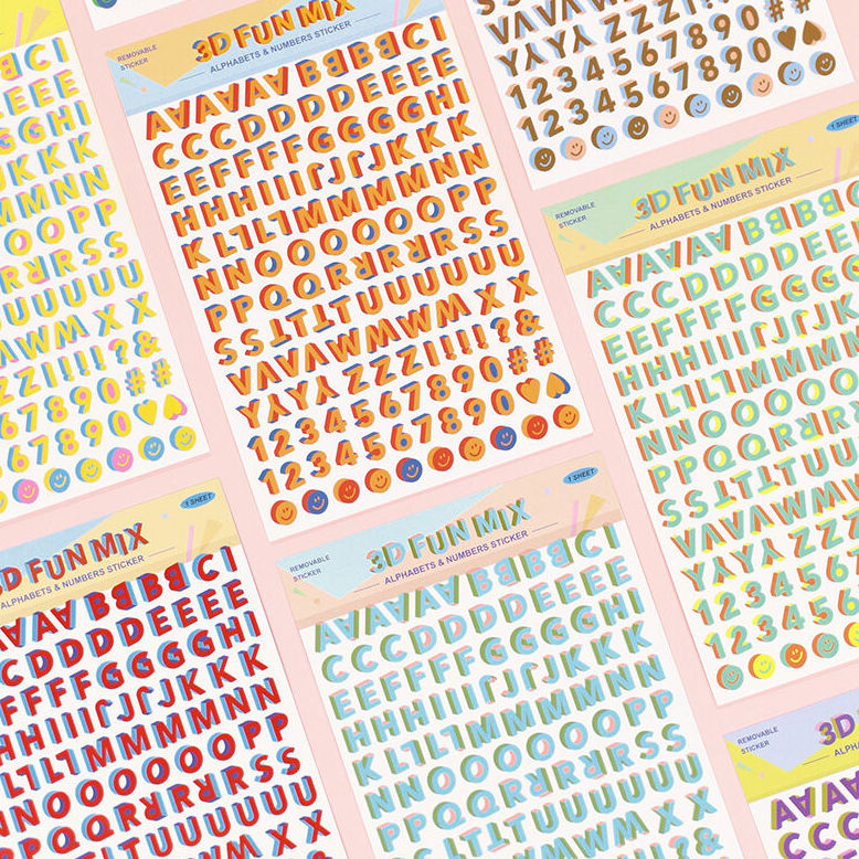 3D Fun Mix Alphabet & Number Stickers (10 OPTIONS)