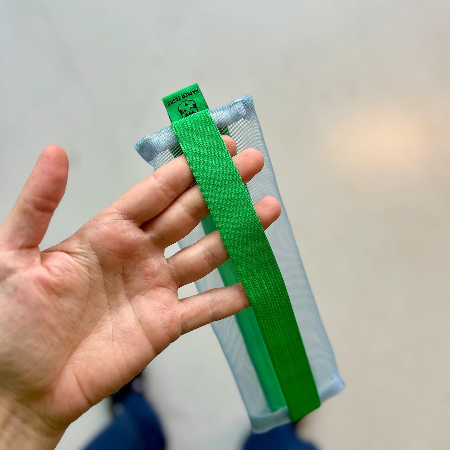 Mesh Pencil Case with Strap: Pink/Purple