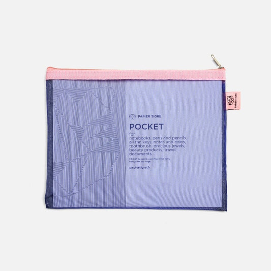 Mesh Pouch Medium: Pink/Indigo