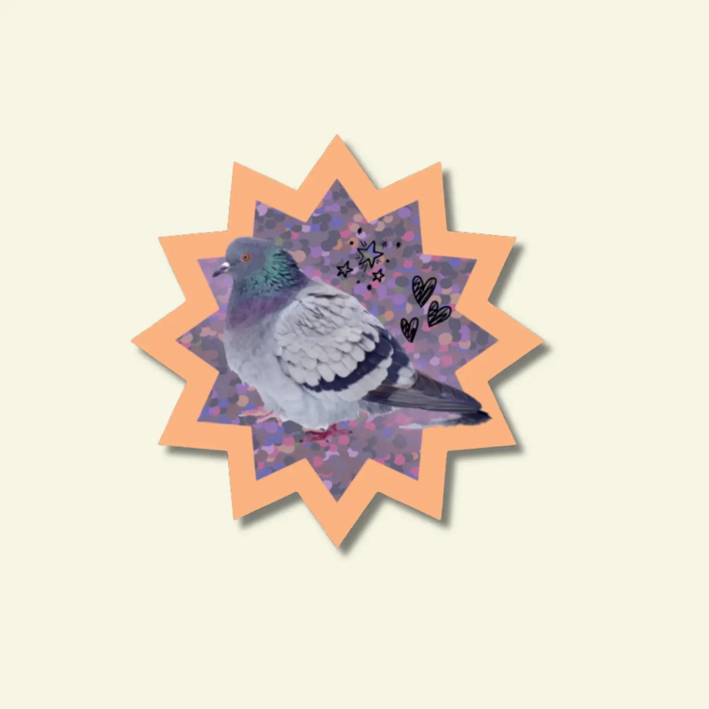 Glitter Vinyl Sticker: Disco Pigeon