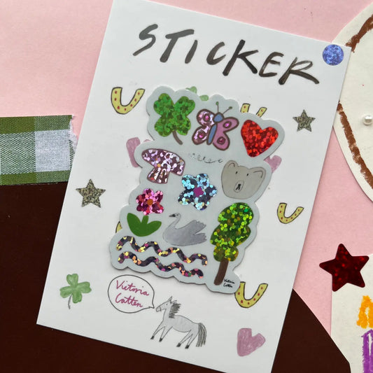 Bear and Swan World Vinyl Sticker