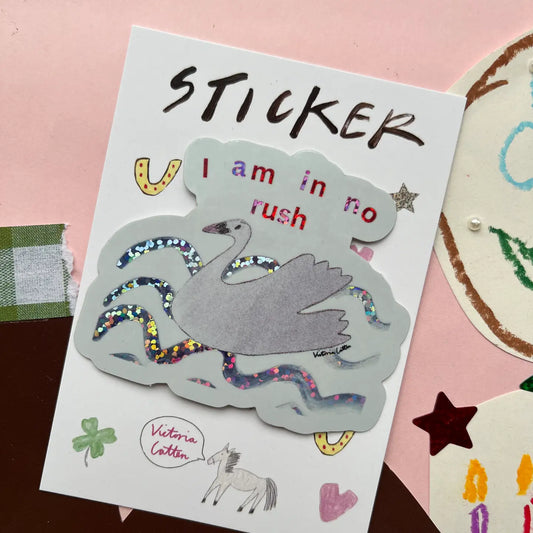 No Rush Swan Vinyl Sticker