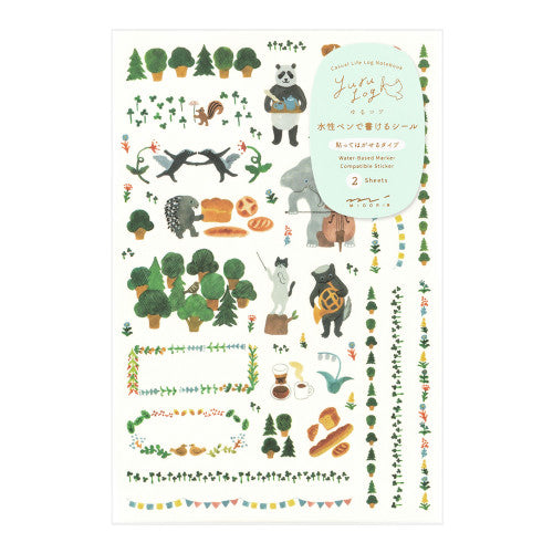 Midori Yuru Log Sticker Set: Forest Animals