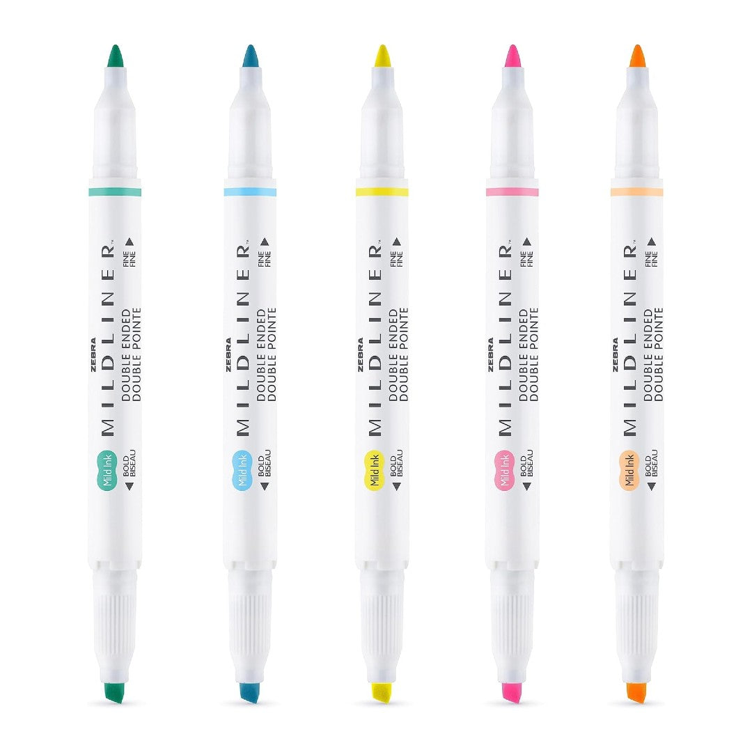 Mildliner Dual Tipped Highlighter 5 Pack: Fluorescent