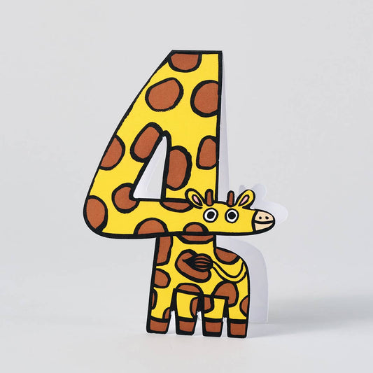 Giraffe 4th Birthday Card