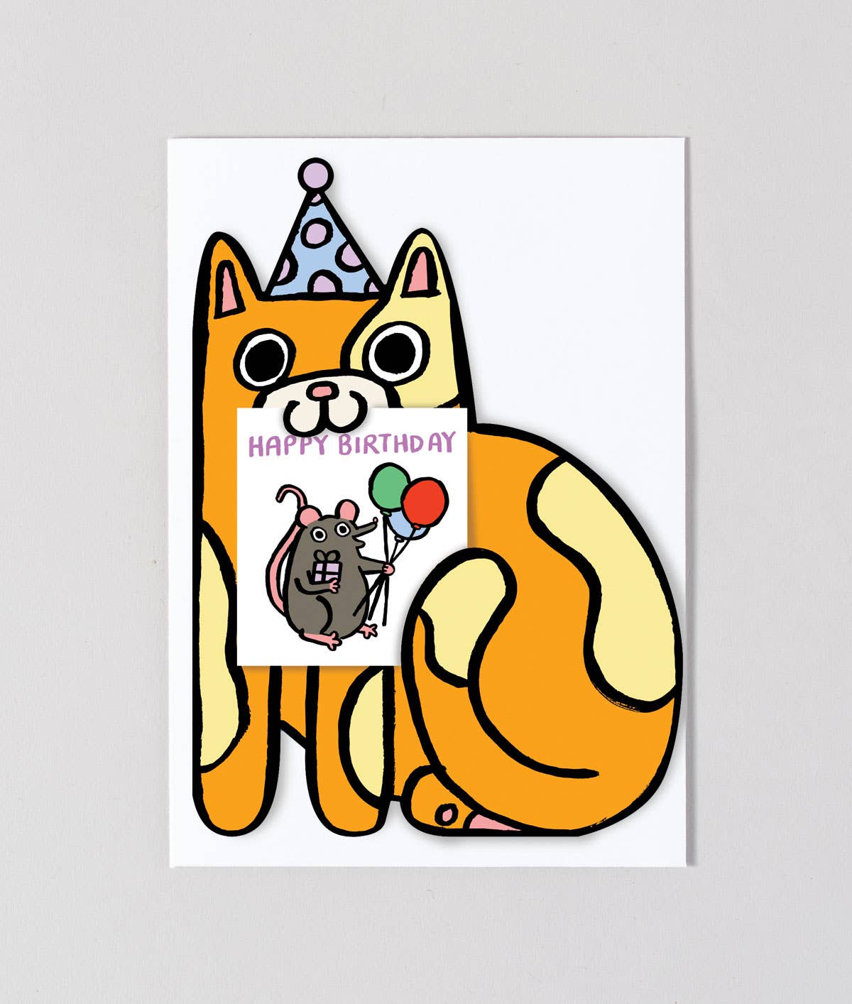 Cat with Mini Card Birthday Card