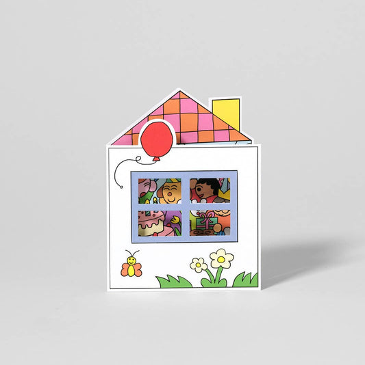 Birthday House Party Kids Shaped Card