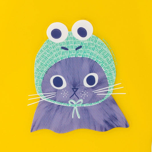 Frog Hat Cat Clear Sticker